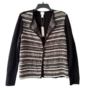 Chico’s Textured Striped Long Sleeve Cardigan Sweater NWT Size 1 / Medium